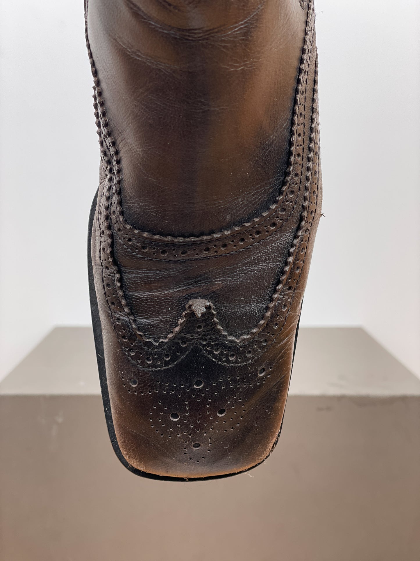 Miu Miu SS99 Square-Toe Spike-Sole Brogue Chelsea Boots