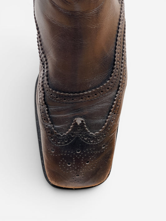 Miu Miu SS99 Square-Toe Spike-Sole Brogue Chelsea Boots – photo 7