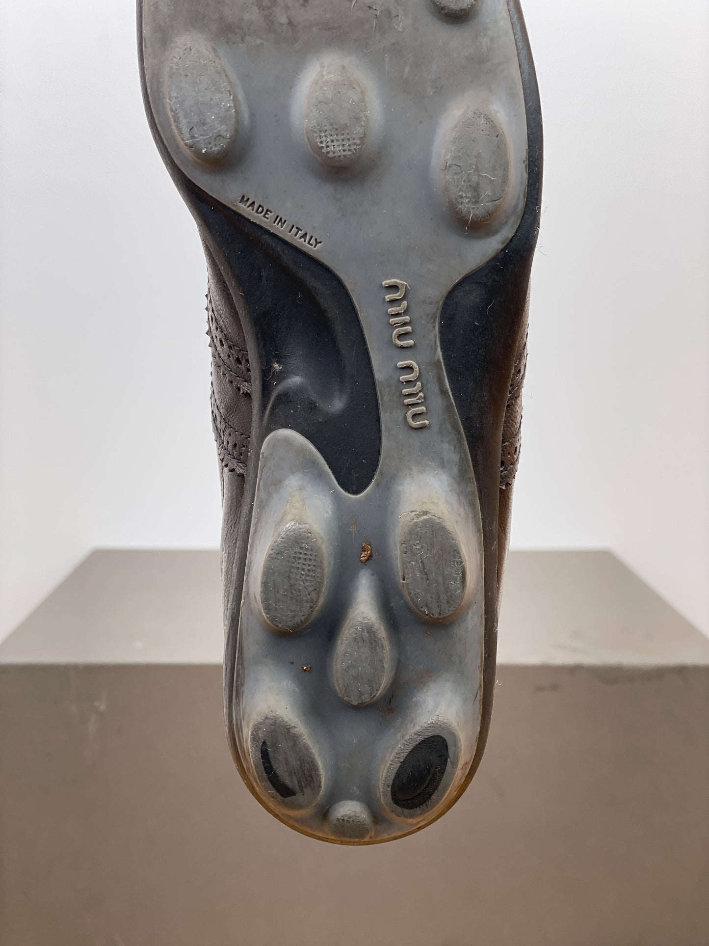 Miu Miu SS99 Square-Toe Spike-Sole Brogue Chelsea Boots