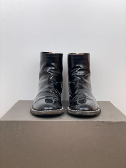 Maison Margiela Patent Leather Backzip Biker Boots