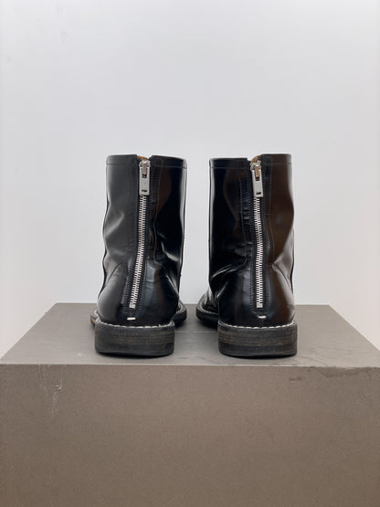 Maison Margiela Patent Leather Backzip Biker Boots