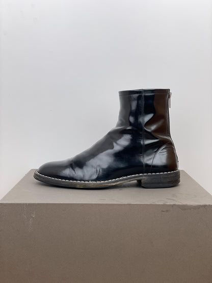 Maison Margiela Patent Leather Backzip Biker Boots