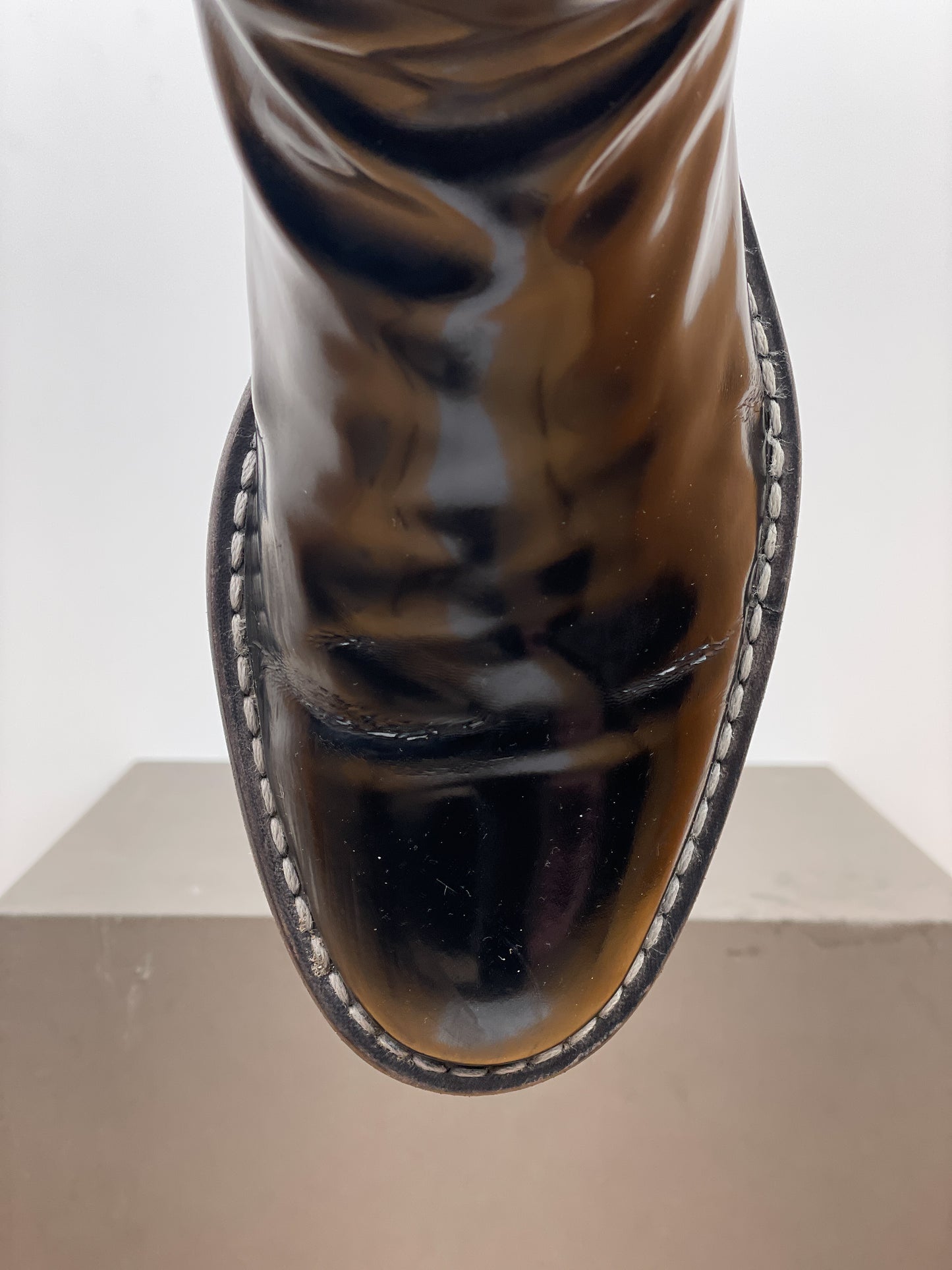 Maison Margiela Patent Leather Backzip Biker Boots