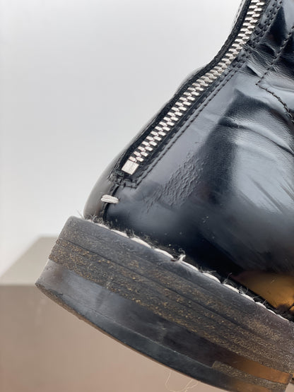 Maison Margiela Patent Leather Backzip Biker Boots