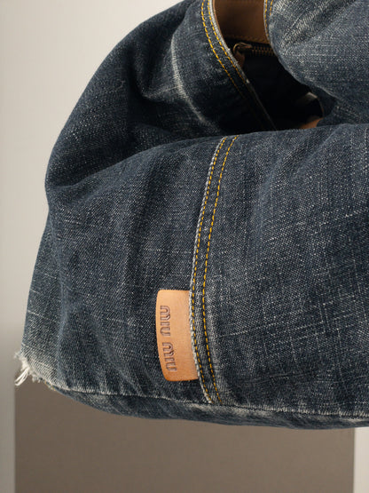 Miu Miu 2000s Denim Shopper Tote Handbag