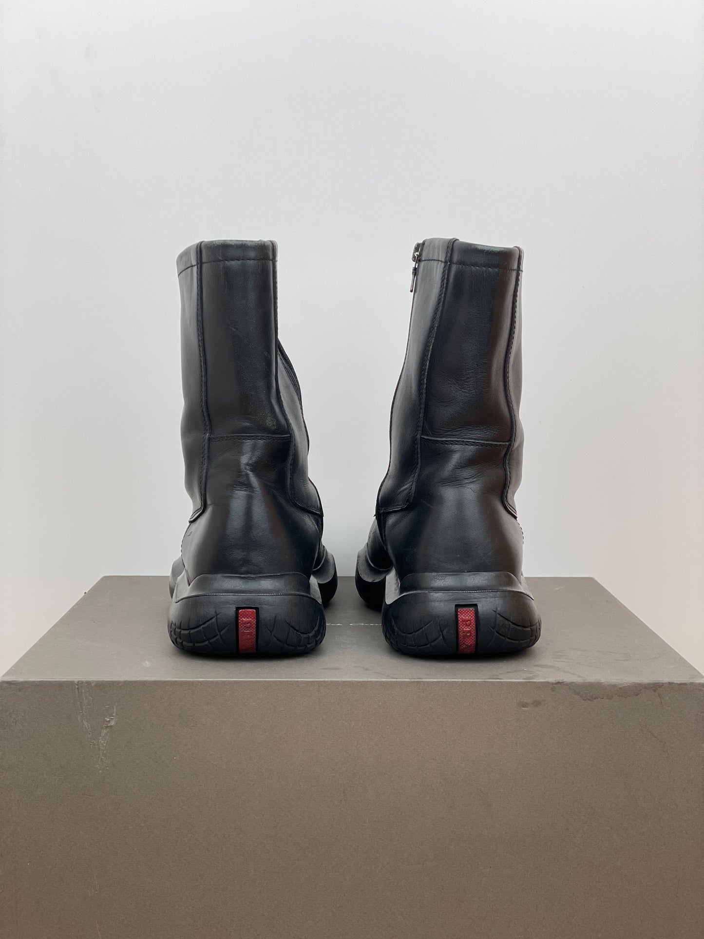 Prada AW99 Square-Toe Vibram Ankle Biker Boots