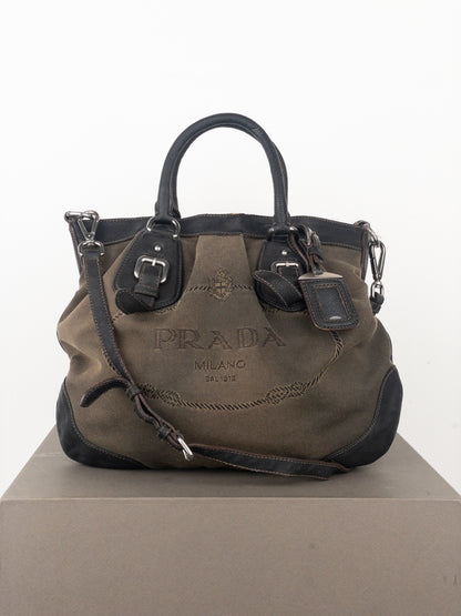 Prada 2000s Jacquard Canvas Shopper Handbag