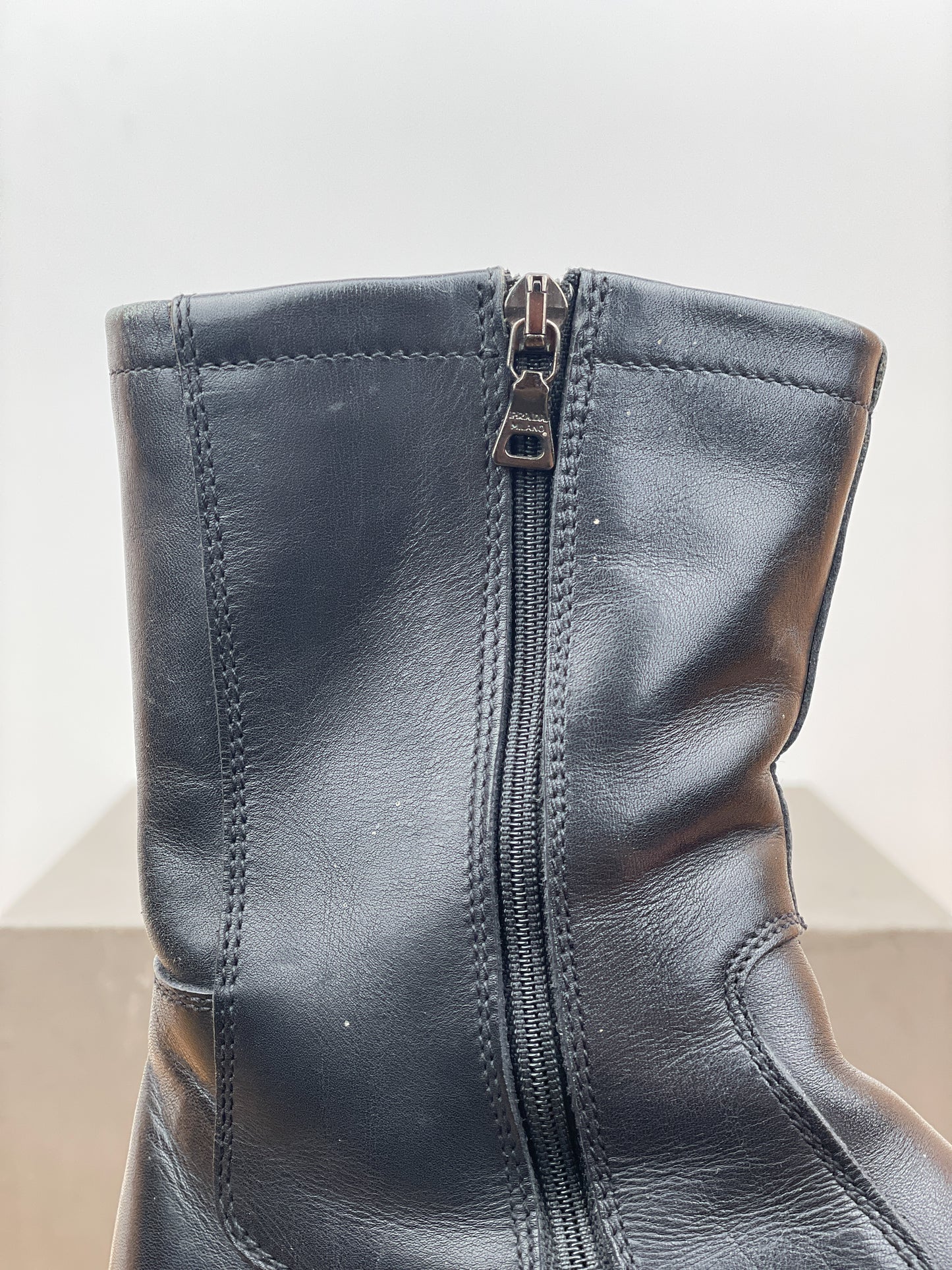Prada AW99 Square-Toe Vibram Ankle Biker Boots