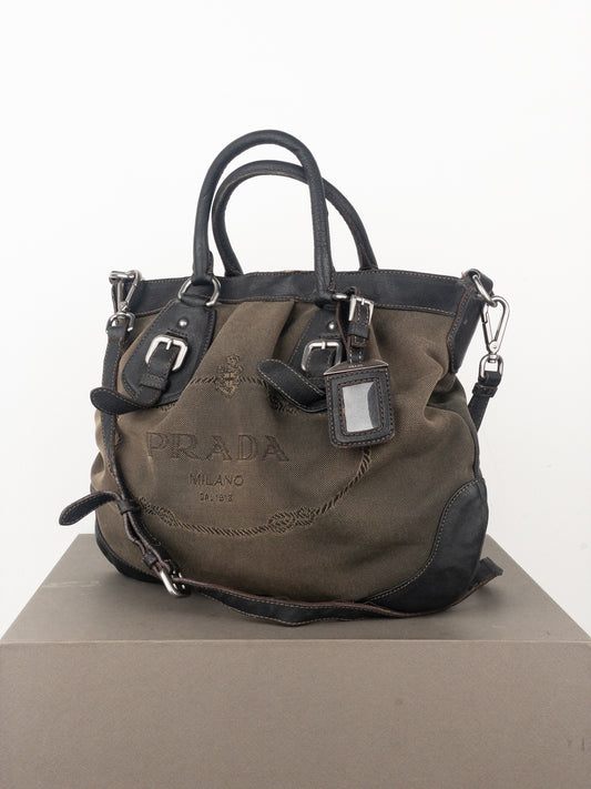 Prada 2000s Jacquard Canvas Shopper Handbag