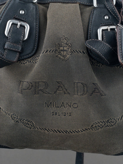 Prada 2000s Jacquard Canvas Shopper Handbag