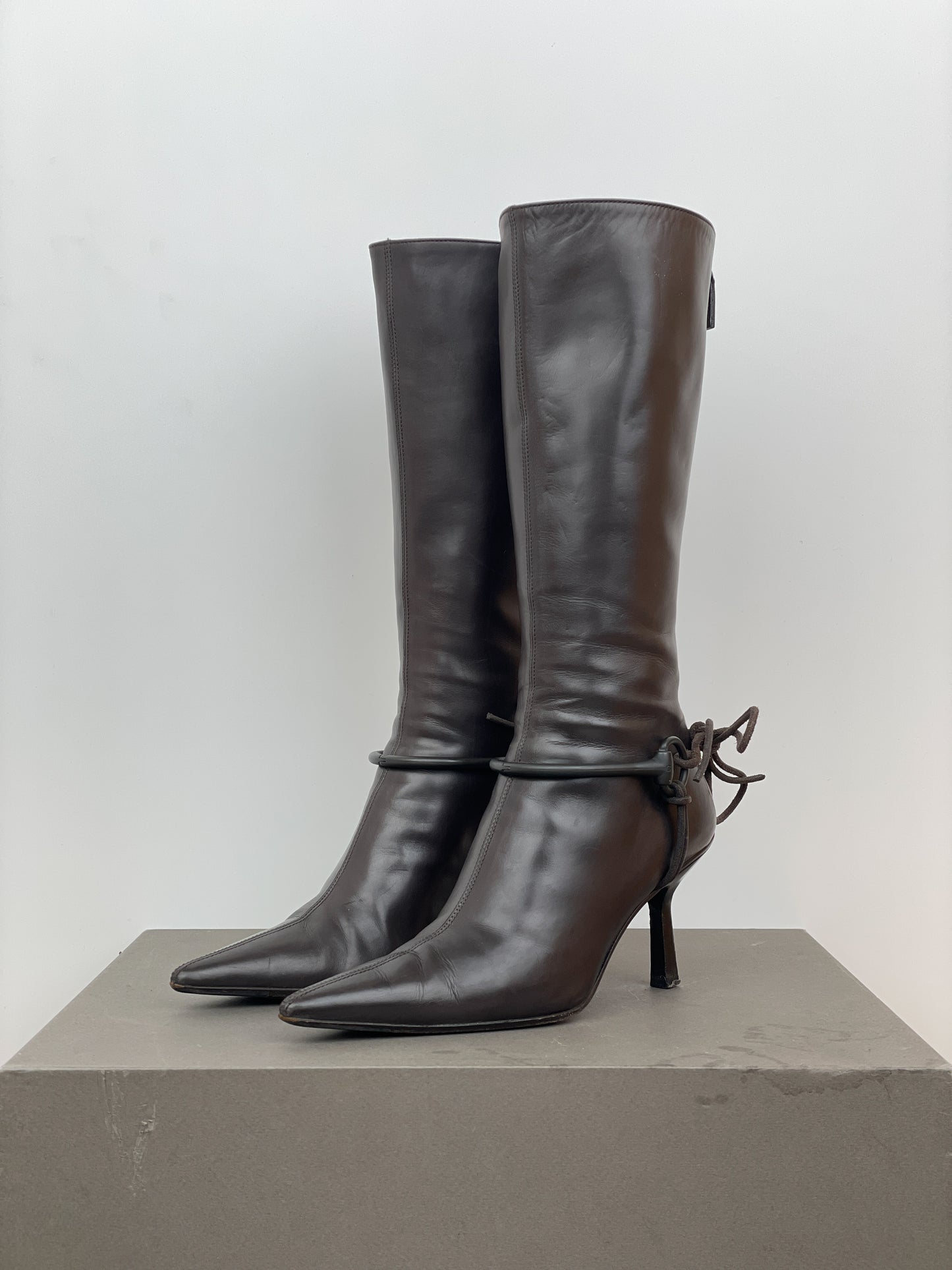 Gucci by Tom Ford 1990s Horsebit Stirrup Riding Heel Boots