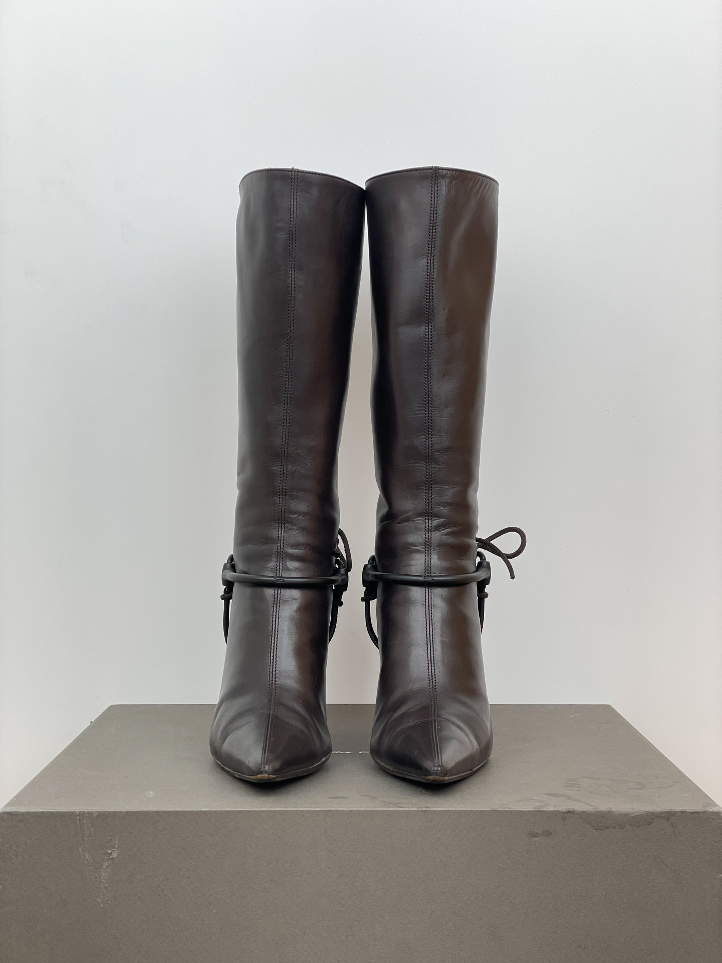 Gucci by Tom Ford 1990s Horsebit Stirrup Riding Heel Boots