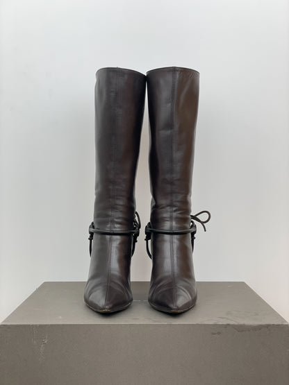 Gucci by Tom Ford 1990s Horsebit Stirrup Riding Heel Boots