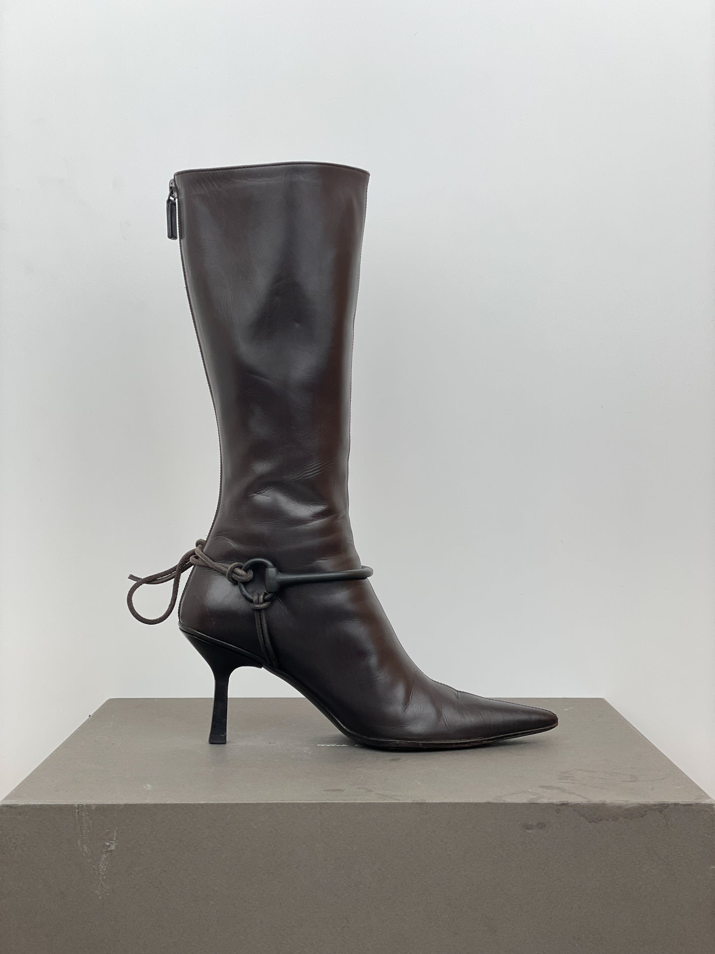 Gucci by Tom Ford 1990s Horsebit Stirrup Riding Heel Boots