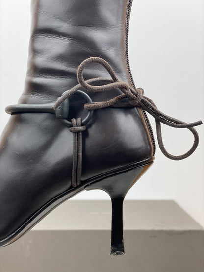 Gucci by Tom Ford 1990s Horsebit Stirrup Riding Heel Boots