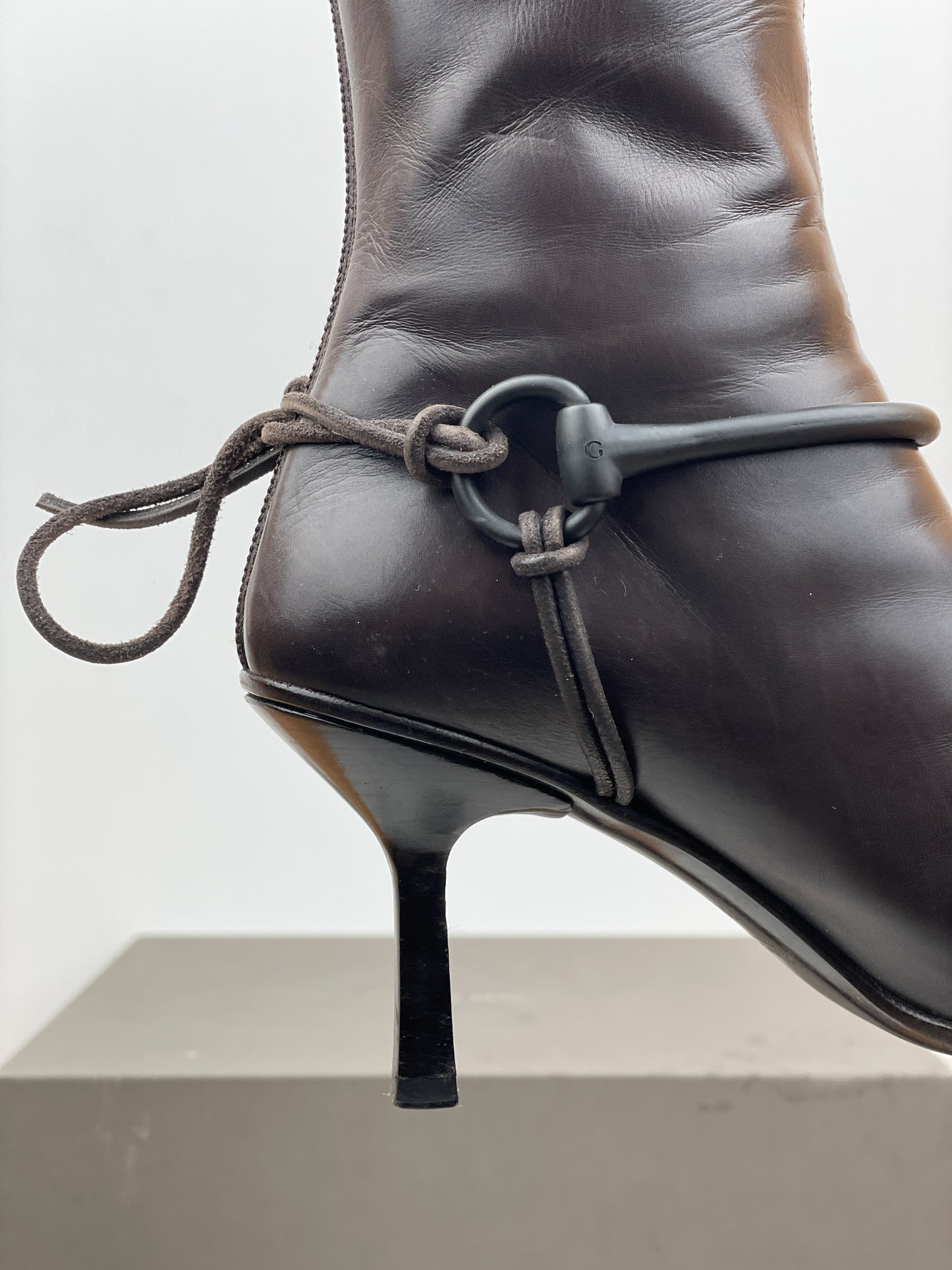 Gucci by Tom Ford 1990s Horsebit Stirrup Riding Heel Boots