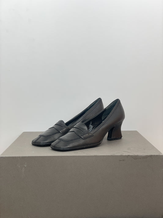 Prada 2000s Square Toe Loafer Pump Heels