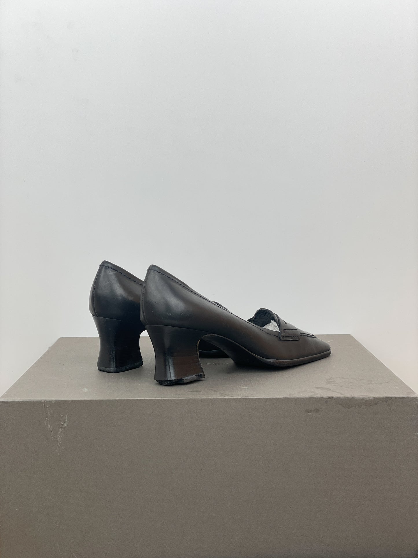 Prada 2000s Square Toe Loafer Pump Heels
