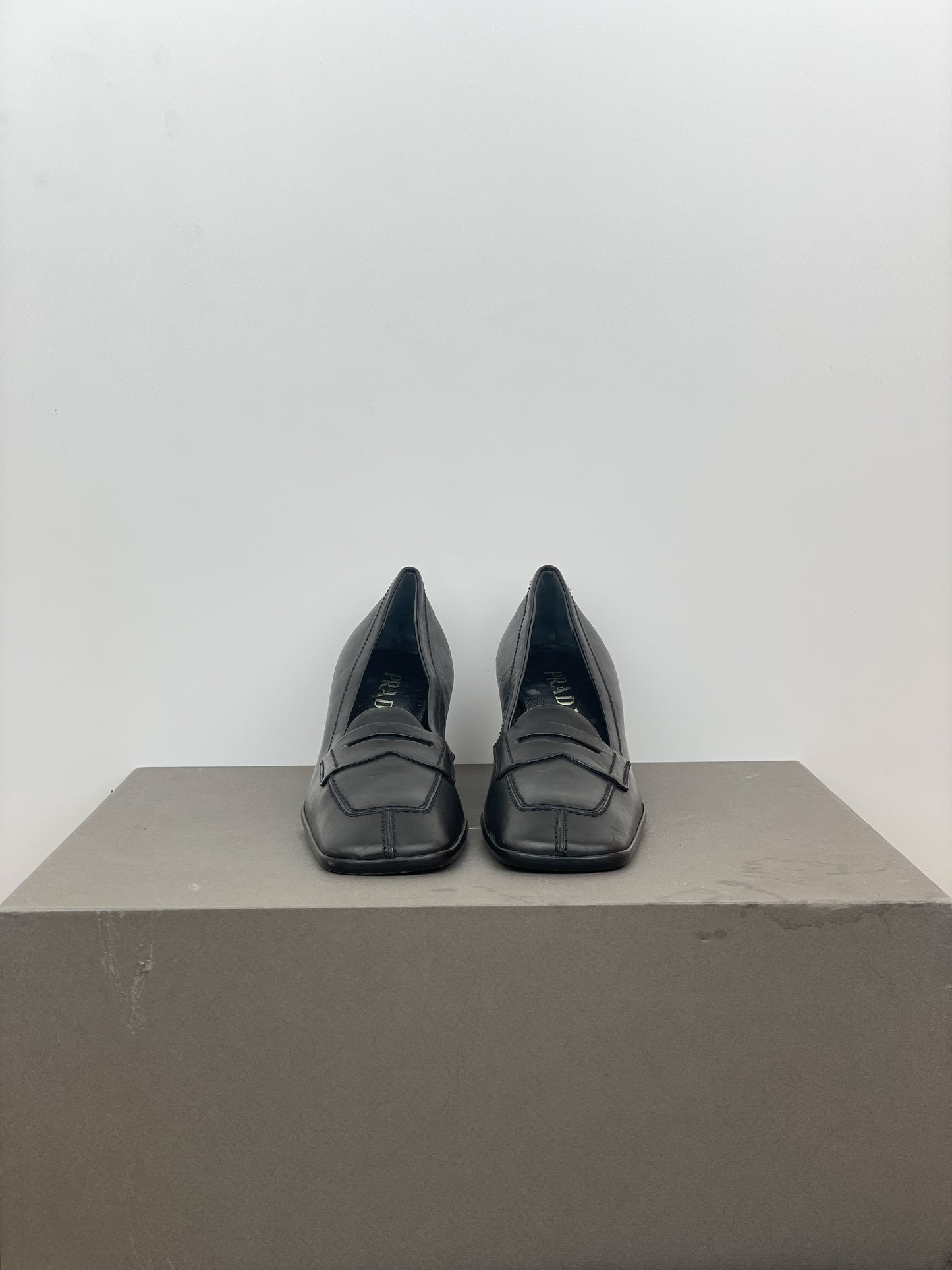 Prada 2000s Square Toe Loafer Pump Heels
