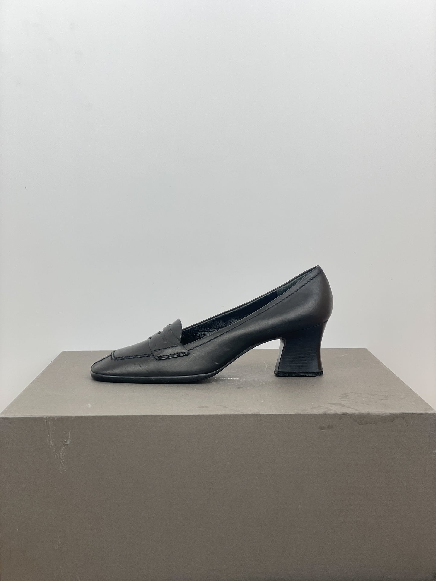Prada 2000s Square Toe Loafer Pump Heels