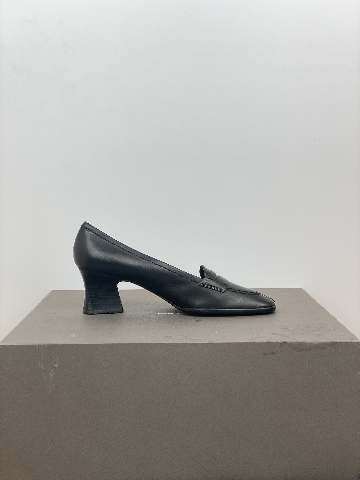 Prada 2000s Square Toe Loafer Pump Heels