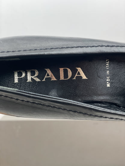 Prada 2000s Square Toe Loafer Pump Heels