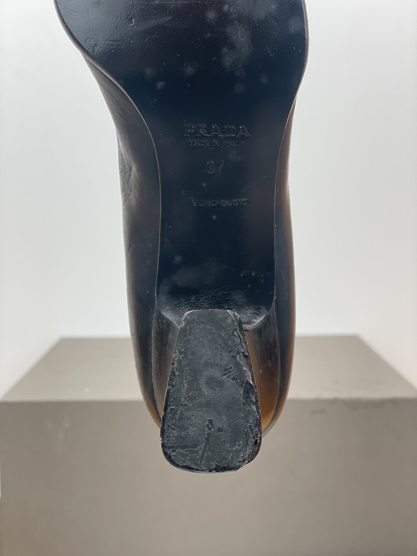 Prada 2000s Square Toe Loafer Pump Heels