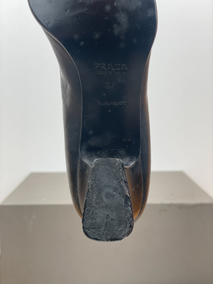 Prada 2000s Square Toe Loafer Pump Heels