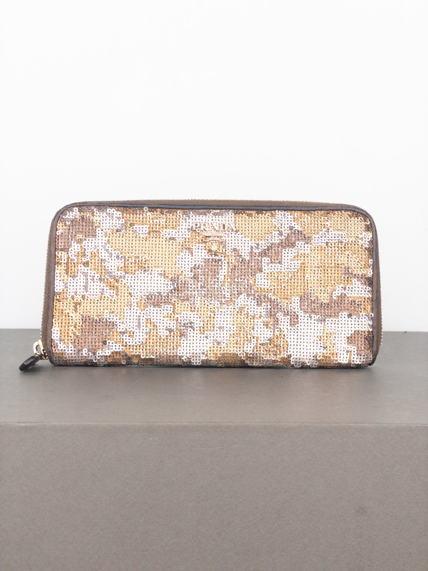 Prada 2010s Sequin Camouflage Clutch Zipper Wallet