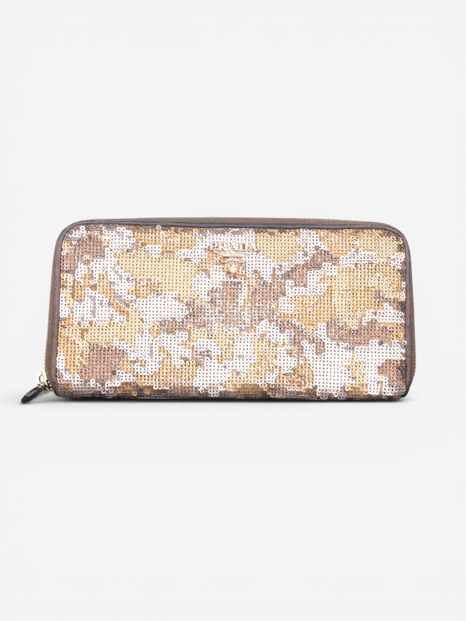 Prada 2010s Sequin Camouflage Clutch Zipper Wallet