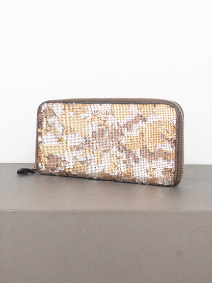 Prada 2010s Sequin Camouflage Clutch Zipper Wallet
