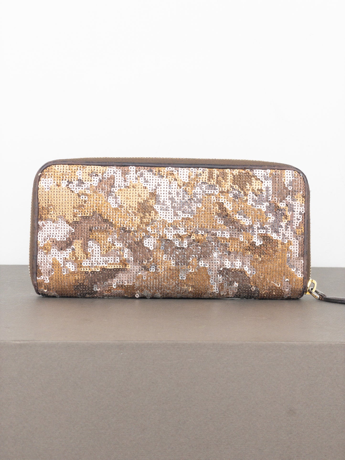 Prada 2010s Sequin Camouflage Clutch Zipper Wallet