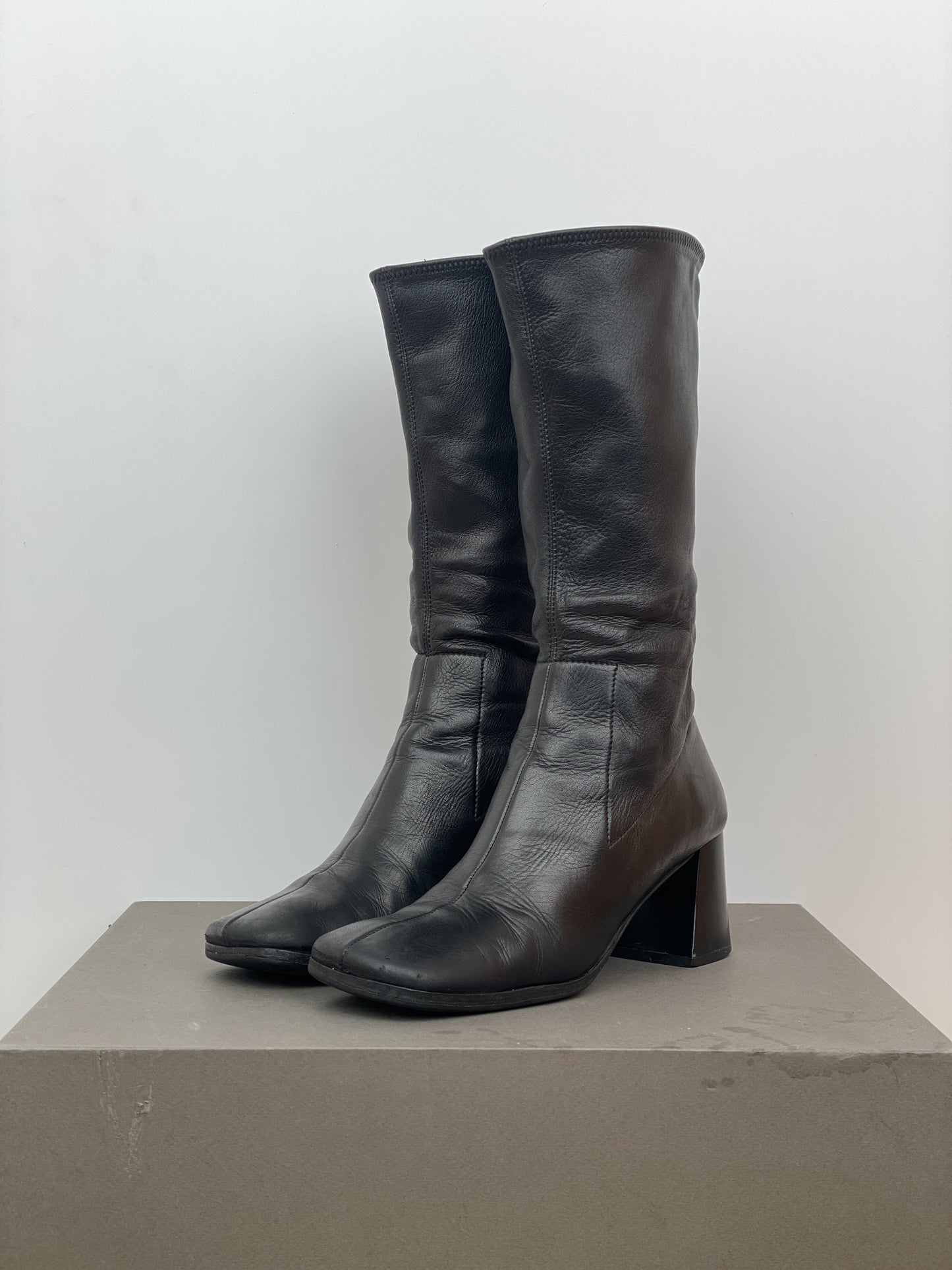 Prada AW99 Square-Toe Sculptural Heel Boots