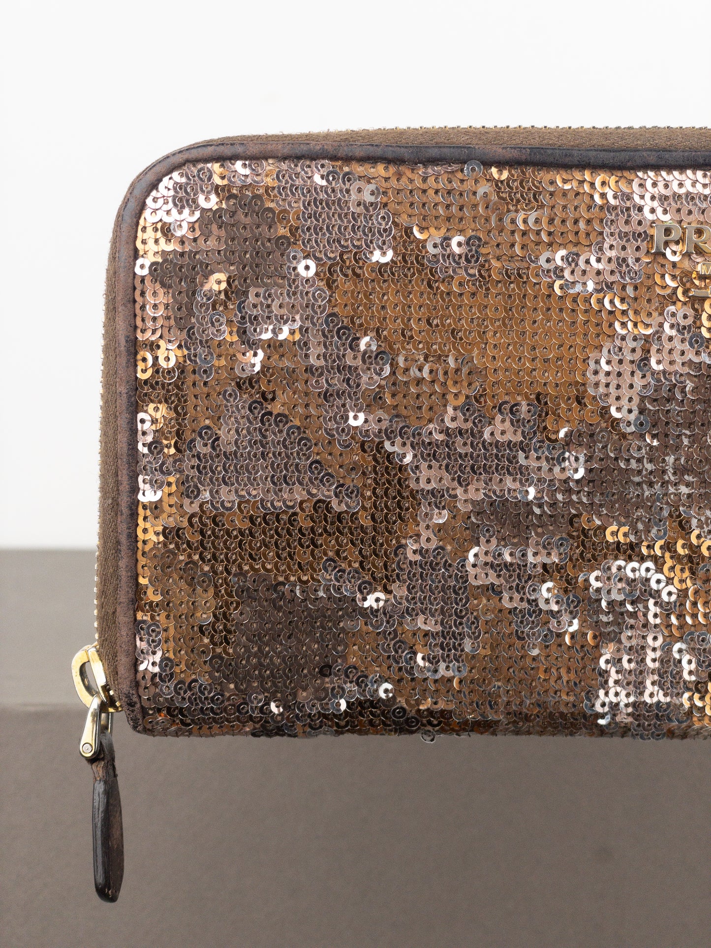 Prada 2010s Sequin Camouflage Clutch Zipper Wallet