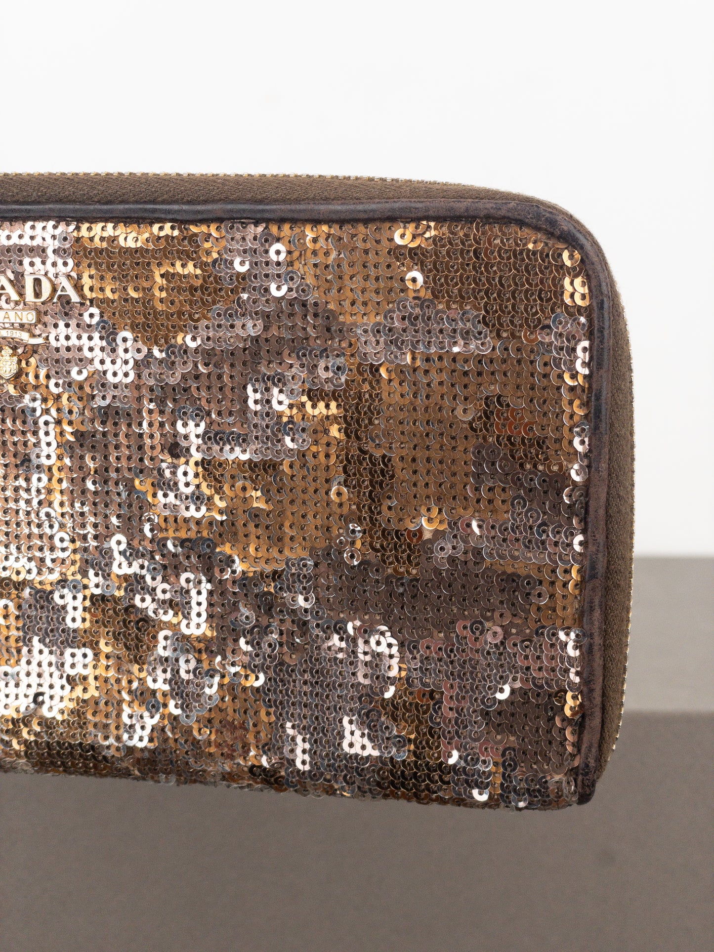 Prada 2010s Sequin Camouflage Clutch Zipper Wallet