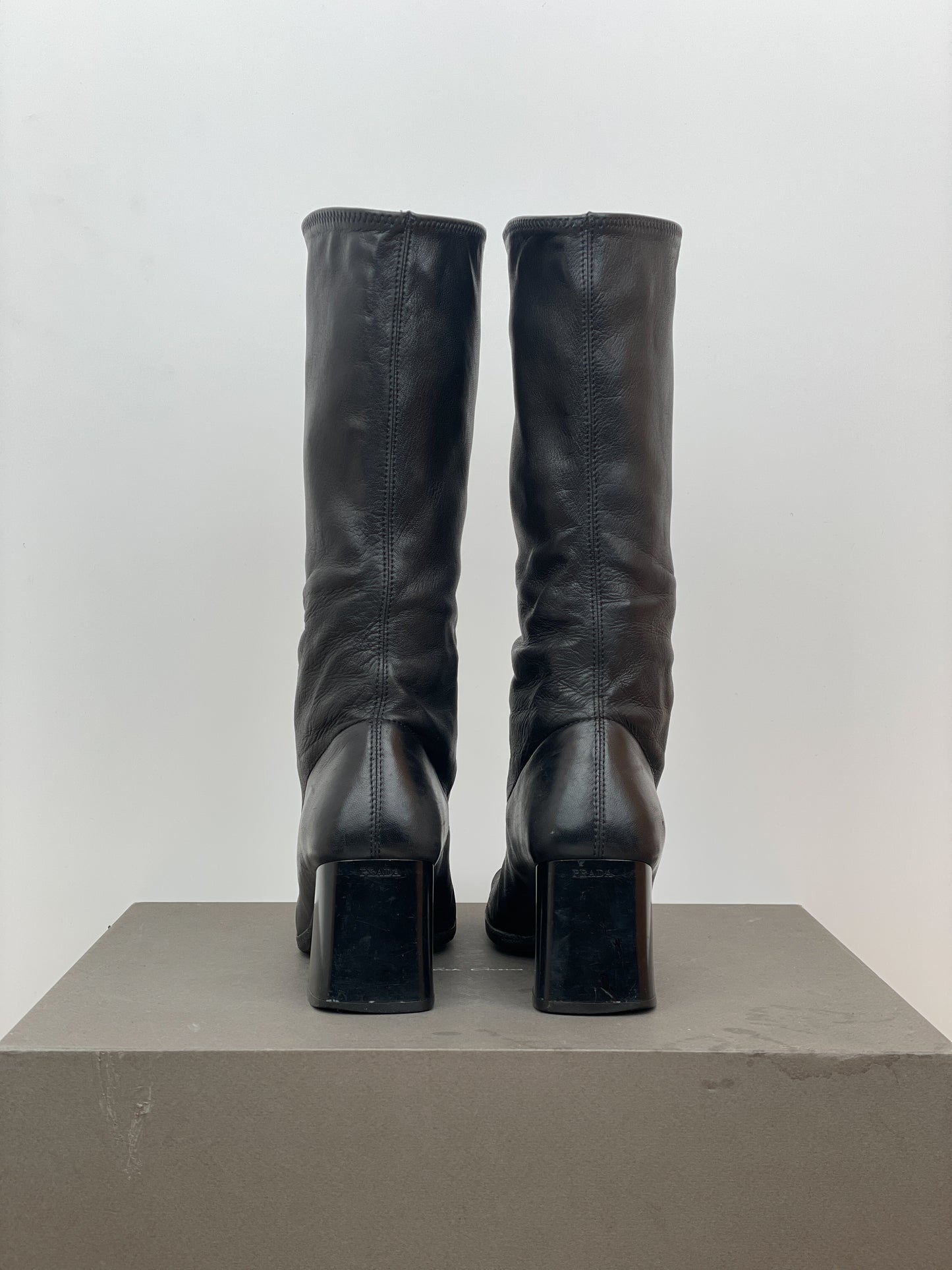 Prada AW99 Square-Toe Sculptural Heel Boots