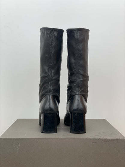 Prada AW99 Square-Toe Sculptural Heel Boots