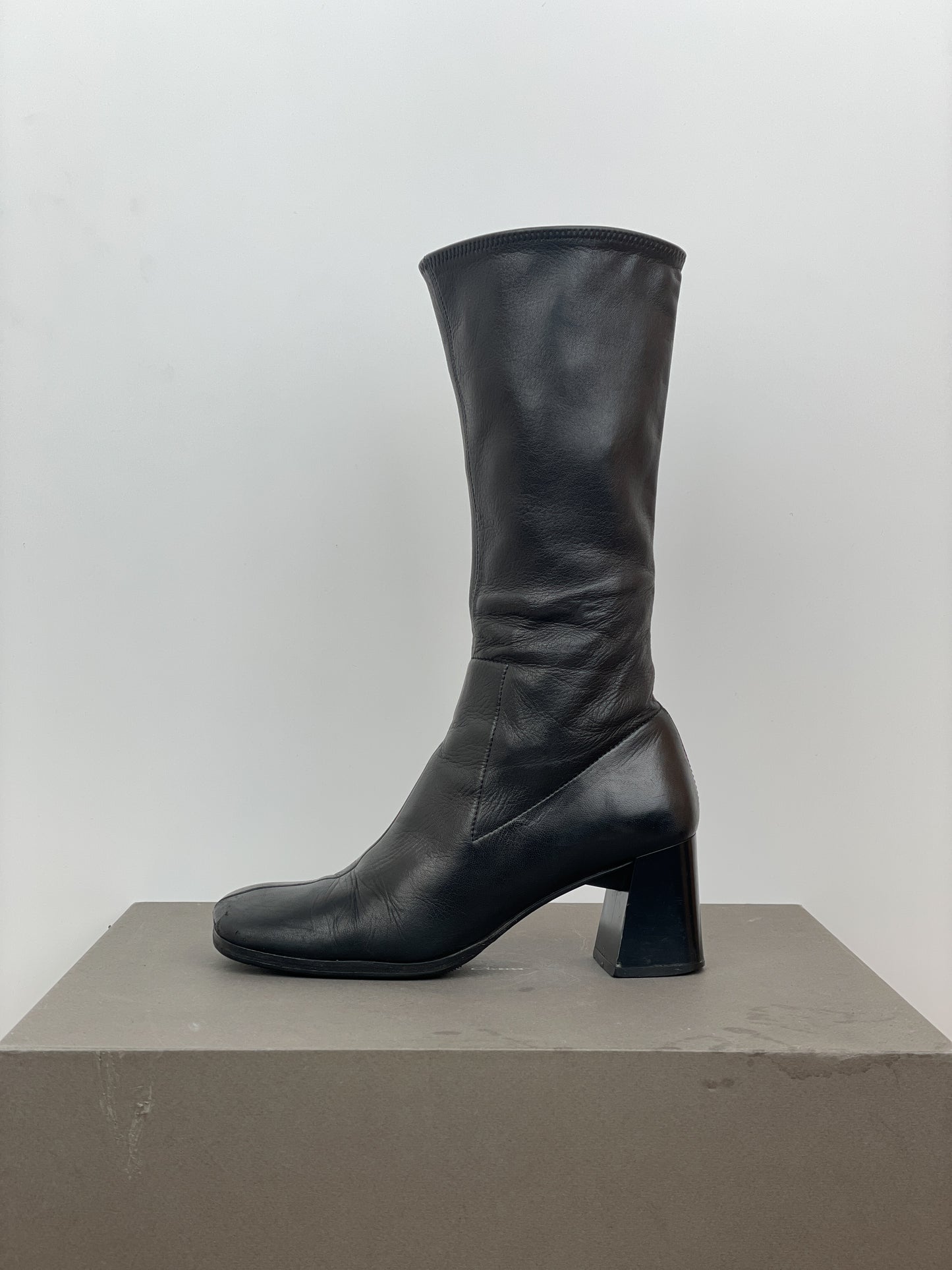 Prada AW99 Square-Toe Sculptural Heel Boots