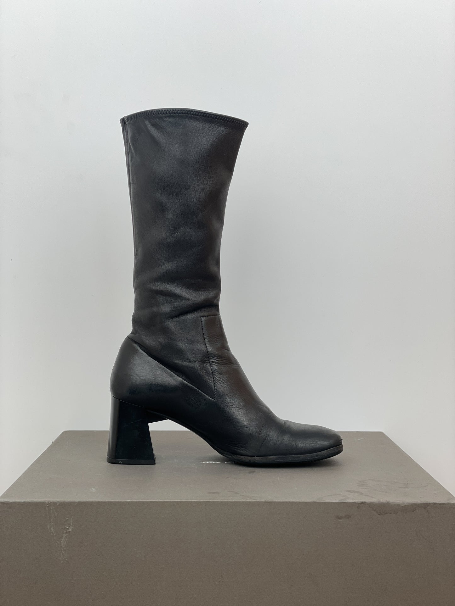 Prada AW99 Square-Toe Sculptural Heel Boots