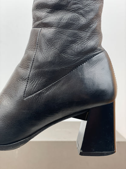 Prada AW99 Square-Toe Sculptural Heel Boots