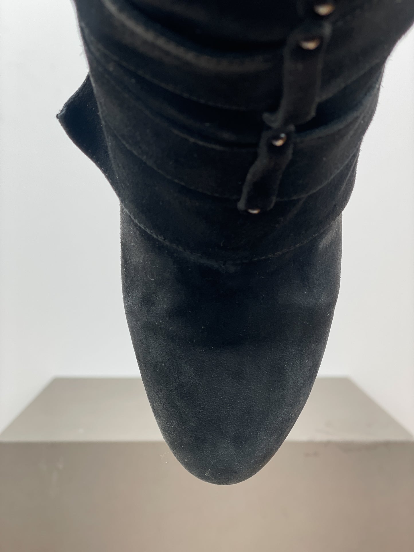 Balmain x Guiseppe Zanotti Buckle Double Strap Ankle Heel Boots