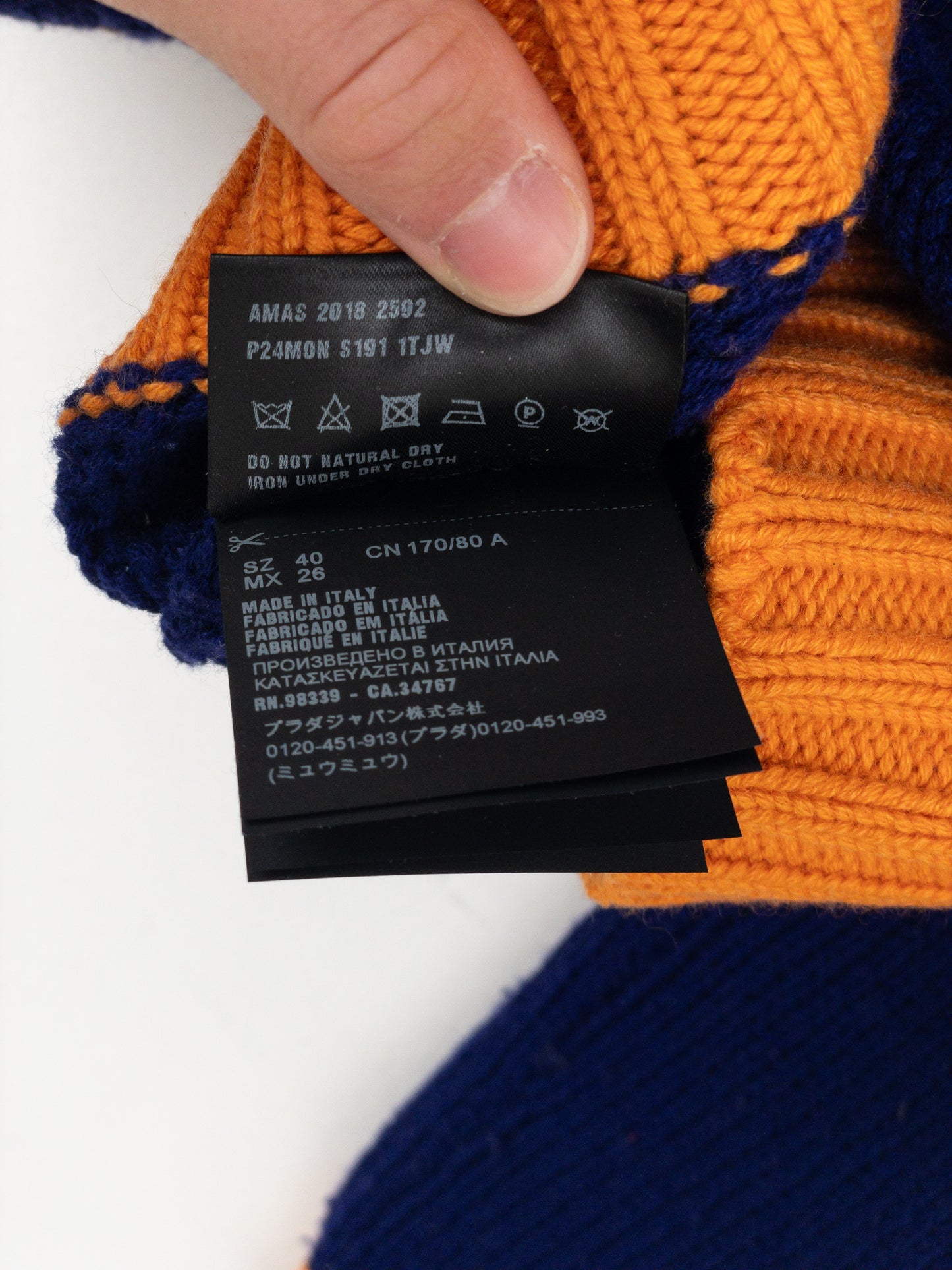 Prada AW18 Graphic Race Logo Knit Sweater