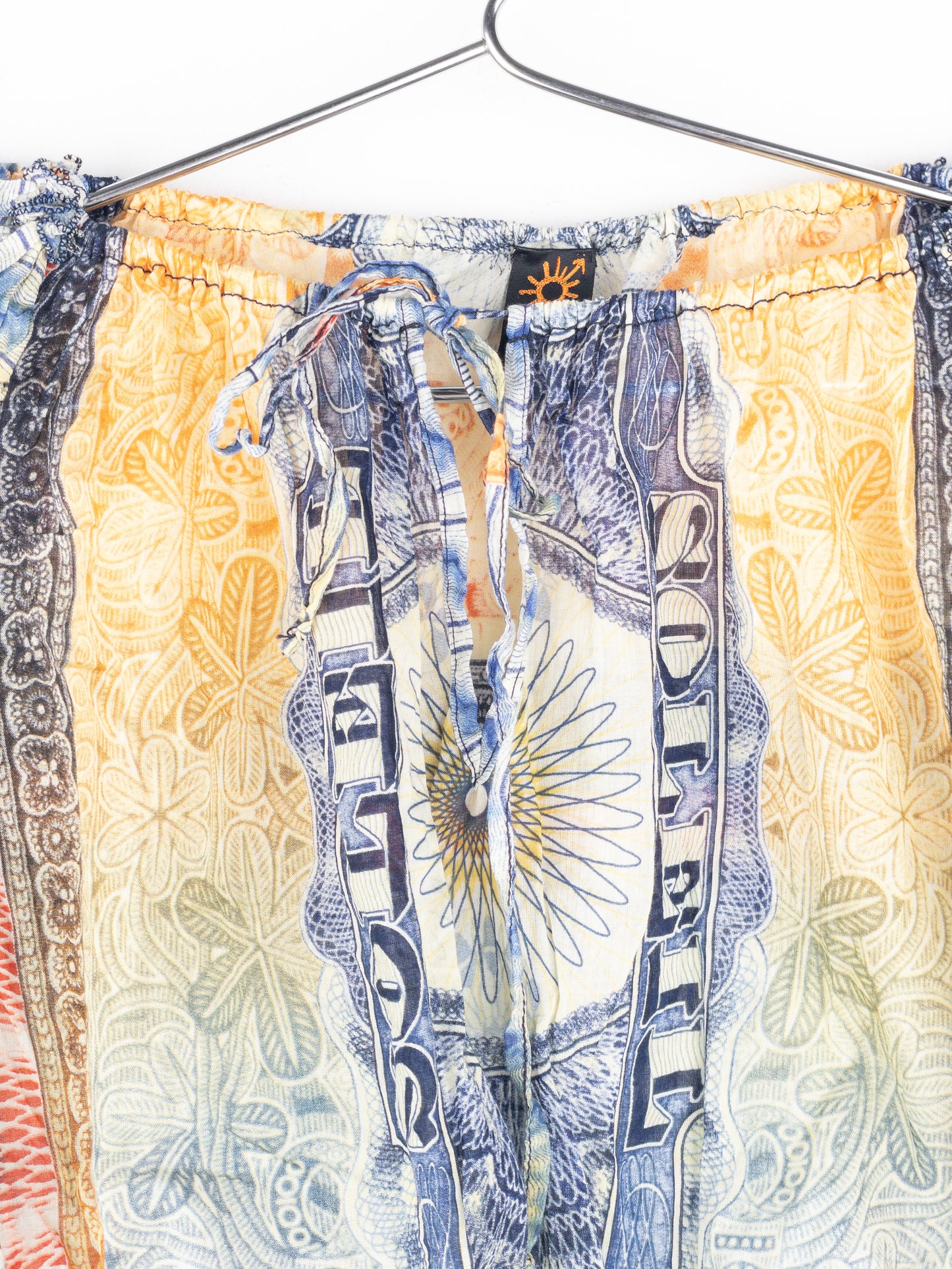 Jean Paul Gaultier SS94 Bank Note Money Print Ruffle Chiffon Longsleeve Crop Top