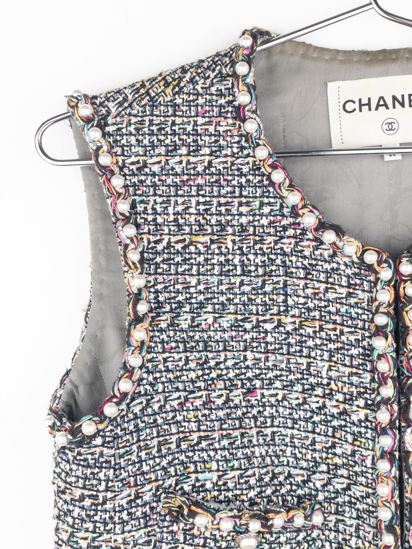 Chanel by Karl Lagerfeld SS17 Pearl Trim Tweed Vest