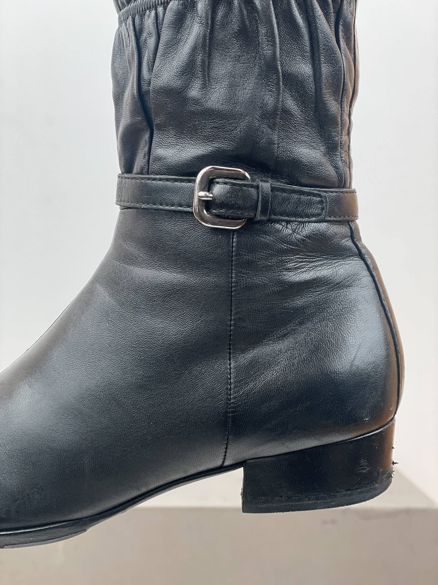 Prada 2000s Knee-High Ruffle Heel Boots