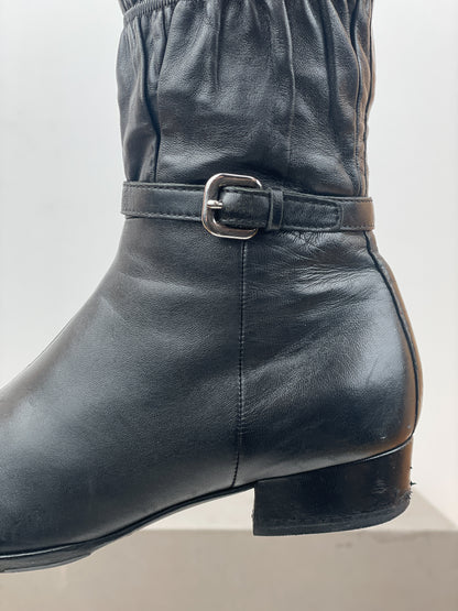 Prada 2000s Knee-High Ruffle Heel Boots