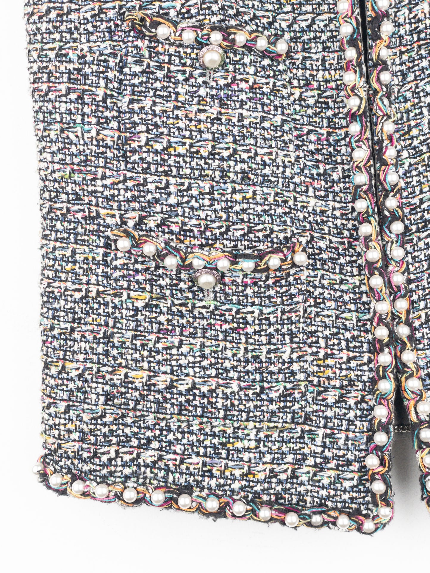 Chanel by Karl Lagerfeld SS17 Pearl Trim Tweed Vest