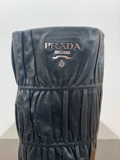 Prada 2000s Knee-High Ruffle Heel Boots