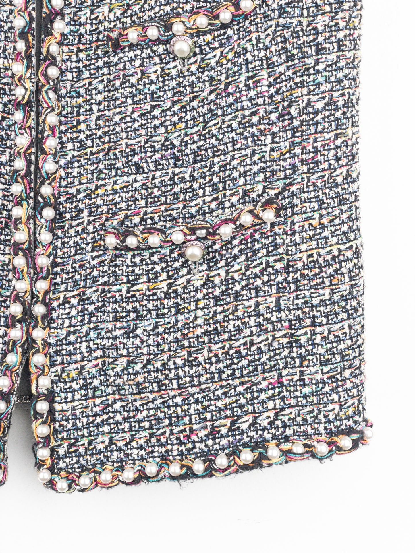 Chanel by Karl Lagerfeld SS17 Pearl Trim Tweed Vest