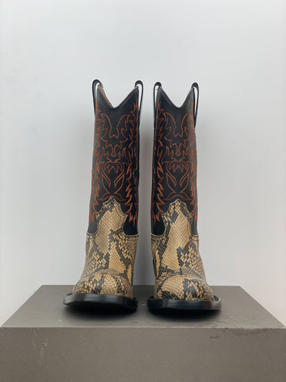 Dries van Noten SS23 Snakeskin Western Cowboy Boots